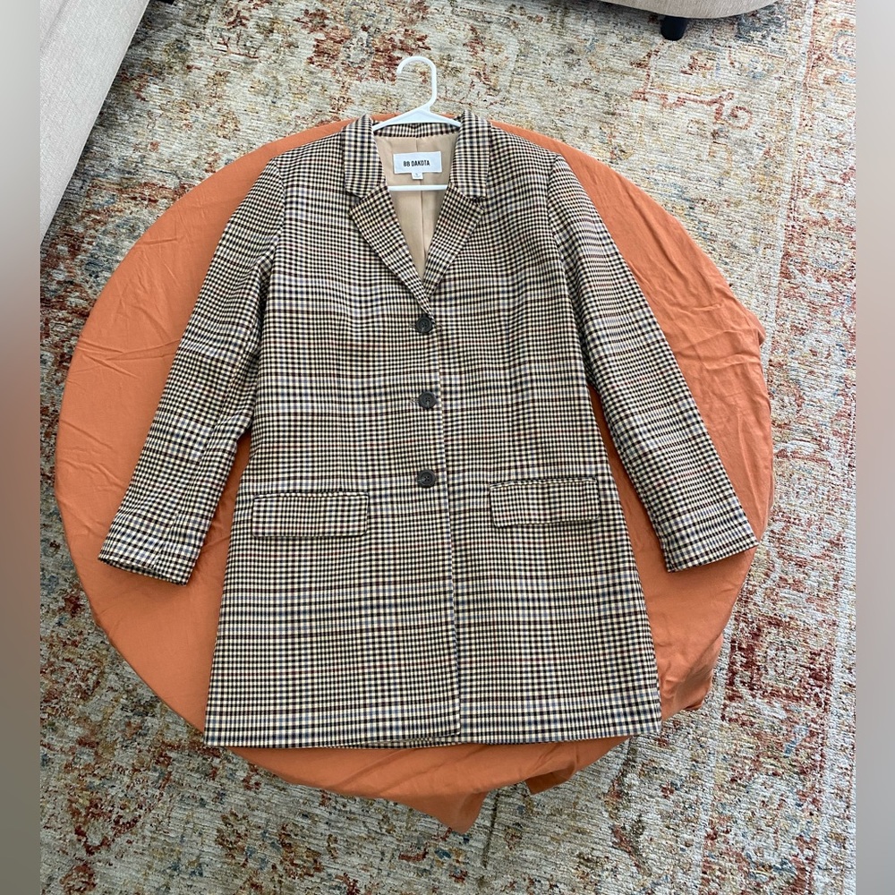 Mixed brown plaid blazer